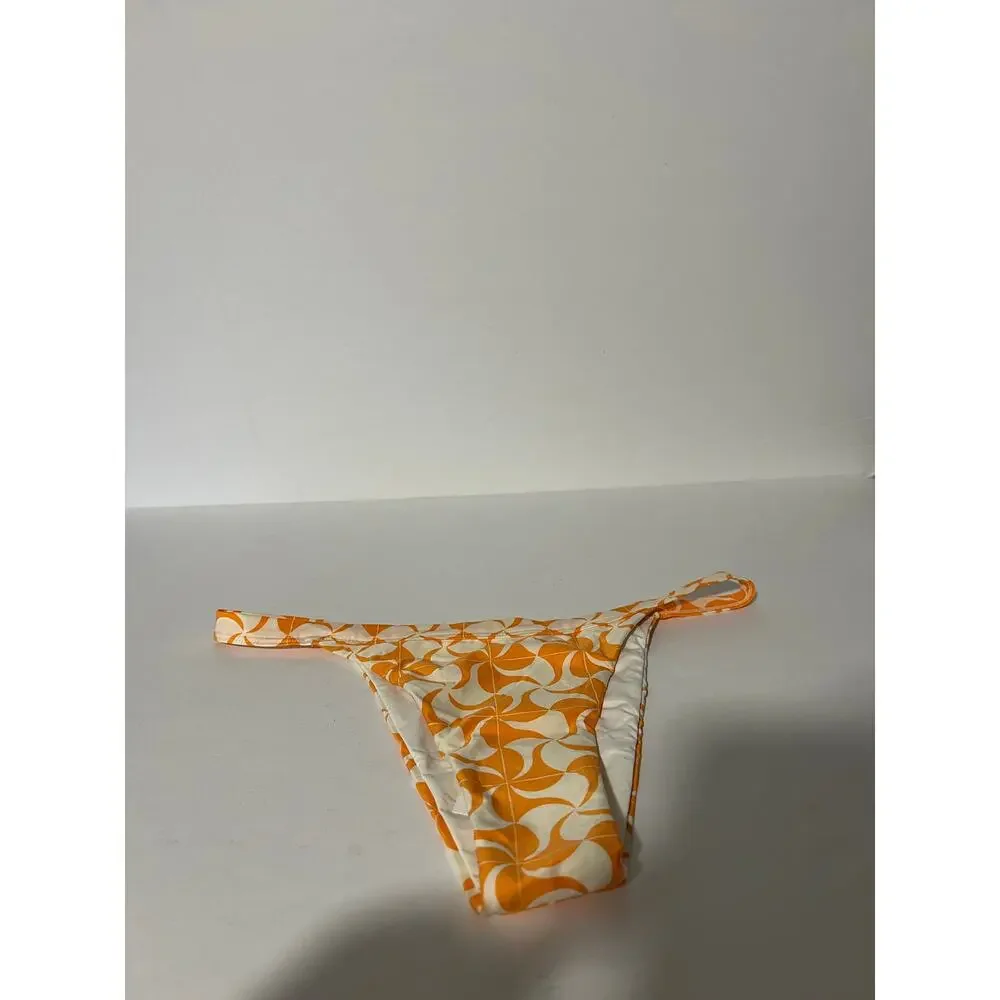 NWT L*Space Women's Swimwear Camdyn Bikini Bottom Bitsy Cut Orange Cream Size M